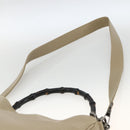 GUCCI Bamboo Hand Bag Leather 2way Beige Silver 001 1638 Auth ep13860-10