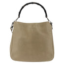 GUCCI Bamboo Hand Bag Leather 2way Beige Silver 001 1638 Auth ep13860-2