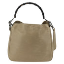 GUCCI Bamboo Hand Bag Leather 2way Beige Silver 001 1638 Auth ep13860-3