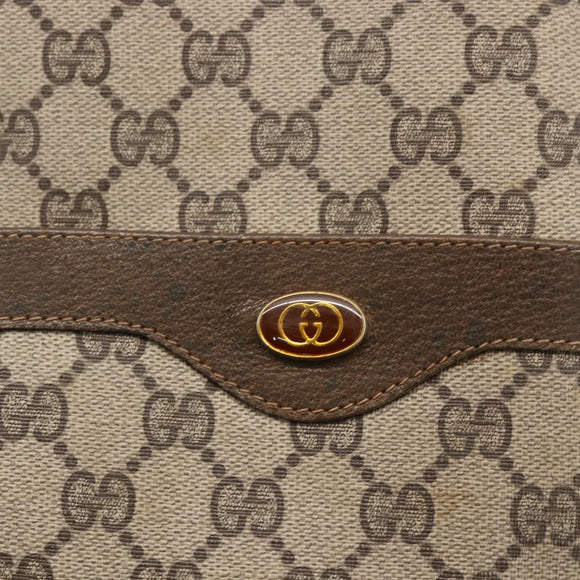 GUCCI GG Supreme Web Sherry Line Rucksack PVC Beige Gold Auth ep13861