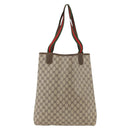 GUCCI GG Supreme Web Sherry Line Rucksack PVC Beige Gold Auth ep13861-3