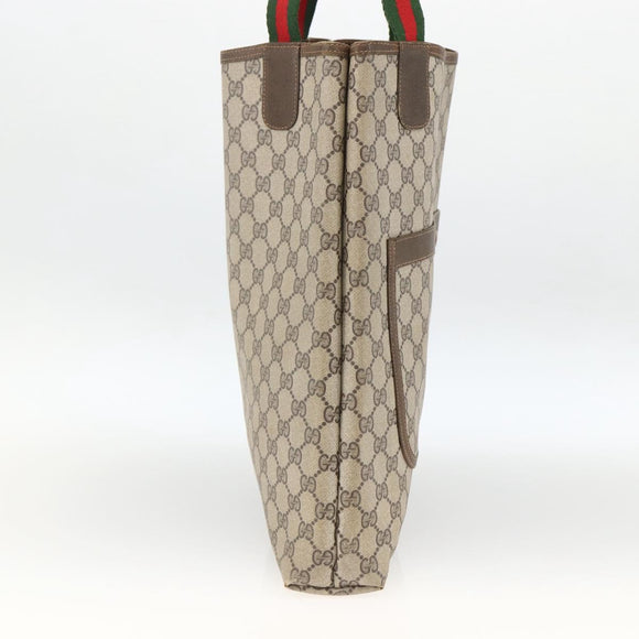 GUCCI GG Supreme Web Sherry Line Rucksack PVC Beige Gold Auth ep13861