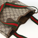 GUCCI GG Supreme Web Sherry Line Rucksack PVC Beige Gold Auth ep13861-6