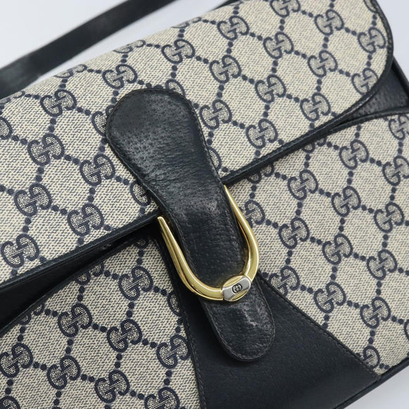 GUCCI GG Supreme Clutch Tas PVC Navy Goud 904 02 025 Auth ep13862