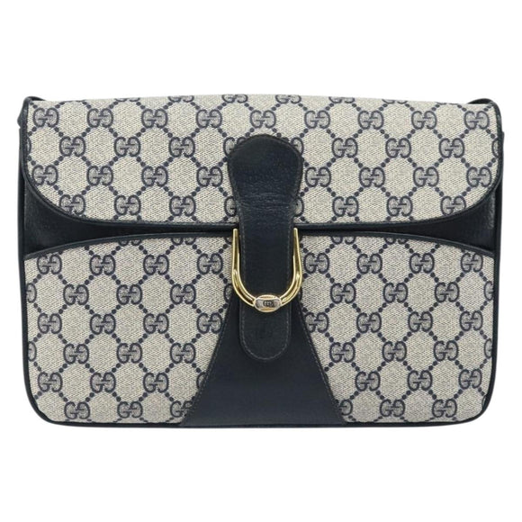 GUCCI GG Supreme Clutch Tas PVC Navy Goud 904 02 025 Auth ep13862
