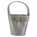 Salvatore Ferragamo Vala Hand Bag Leather Silver Auth ep13866-1