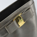 Salvatore Ferragamo Vala Hand Bag Leather Silver Auth ep13866-10