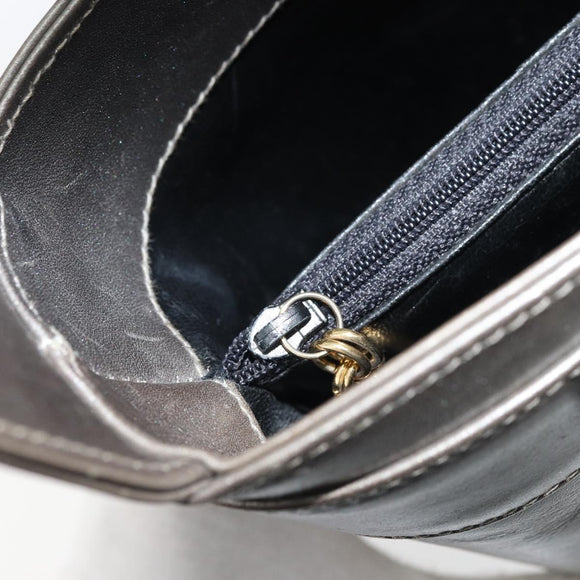 Salvatore Ferragamo Vala Hand Bag Leather Silver Auth ep13866