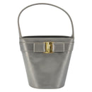 Salvatore Ferragamo Vala Hand Bag Leather Silver Auth ep13866-13