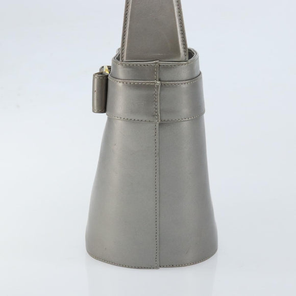 Salvatore Ferragamo Vala Hand Bag Leather Silver Auth ep13866