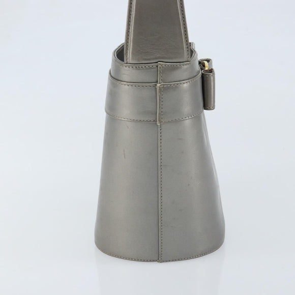 Salvatore Ferragamo Vala Hand Bag Leather Silver Auth ep13866