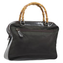 GUCCI Bamboo Hand Bag Nylon Brown Silver 000 2040 0538 Auth ep13874-1