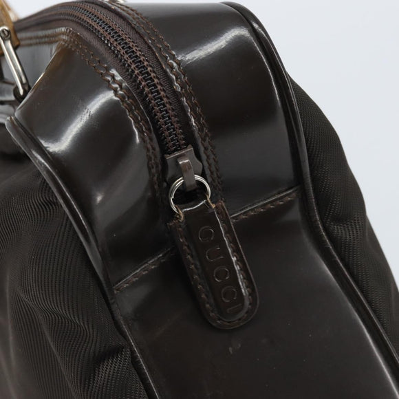 GUCCI Bamboo Hand Bag Nylon Brown Silver 000 2040 0538 Auth ep13874
