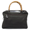 GUCCI Bamboo Hand Bag Nylon Brown Silver 000 2040 0538 Auth ep13874-13