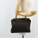 GUCCI Bamboo Hand Bag Nylon Brown Silver 000 2040 0538 Auth ep13874-24