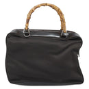 GUCCI Bamboo Hand Bag Nylon Brown Silver 000 2040 0538 Auth ep13874-2