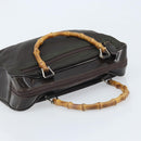 GUCCI Bamboo Hand Bag Nylon Brown Silver 000 2040 0538 Auth ep13874-6