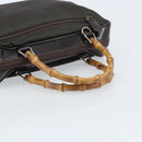 GUCCI Bamboo Hand Bag Nylon Brown Silver 000 2040 0538 Auth ep13874-7