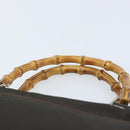 GUCCI Bamboo Hand Bag Nylon Brown Silver 000 2040 0538 Auth ep13874-8