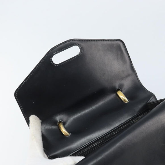 CELINE Hand Bag Leather Black Gold Auth ep13883