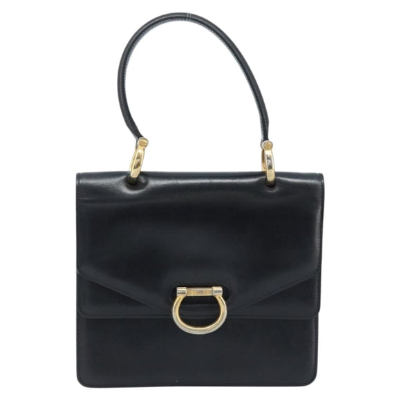 CELINE Hand Bag Leather Black Gold Auth ep13883