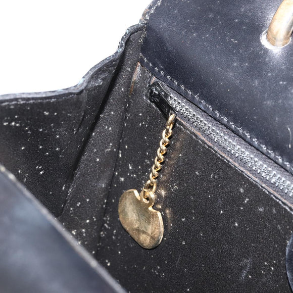 CELINE Hand Bag Leather Black Gold Auth ep13883
