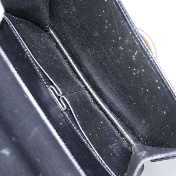 CELINE Hand Bag Leather Black Gold Auth ep13883