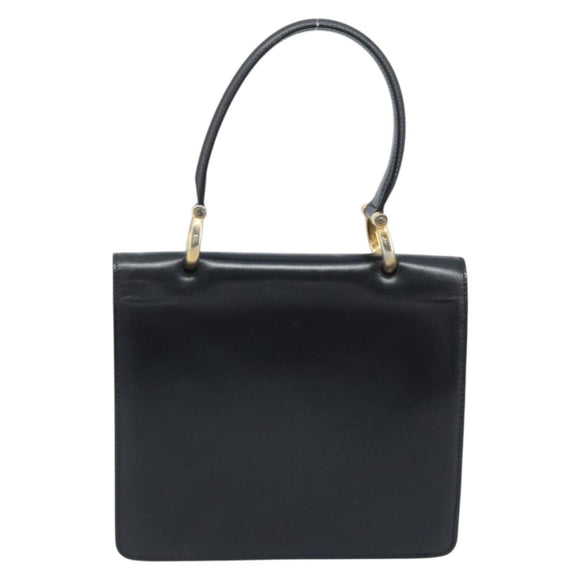 CELINE Hand Bag Leather Black Gold Auth ep13883