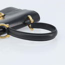 CELINE Hand Bag Leather Black Gold Auth ep13883-7