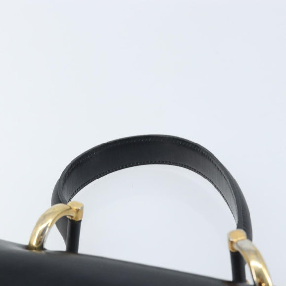 CELINE Hand Bag Leather Black Gold Auth ep13883