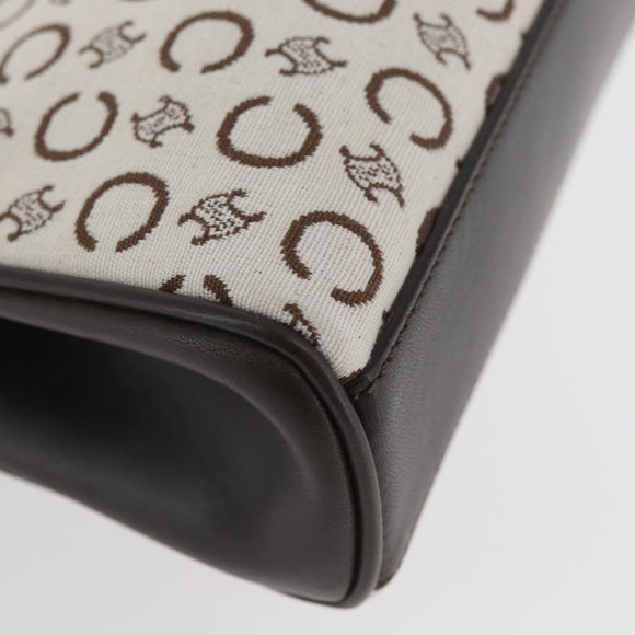 CELINE C Macadam Canvas Hand Bag White Gold Auth ep13890A