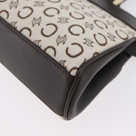 CELINE C Macadam Canvas Hand Bag White Gold Auth ep13890A