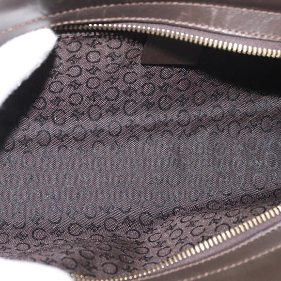 CELINE C Macadam Canvas Hand Bag White Gold Auth ep13890A