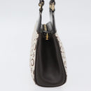 CELINE C Macadam Canvas Hand Bag White Gold Auth ep13890A-5