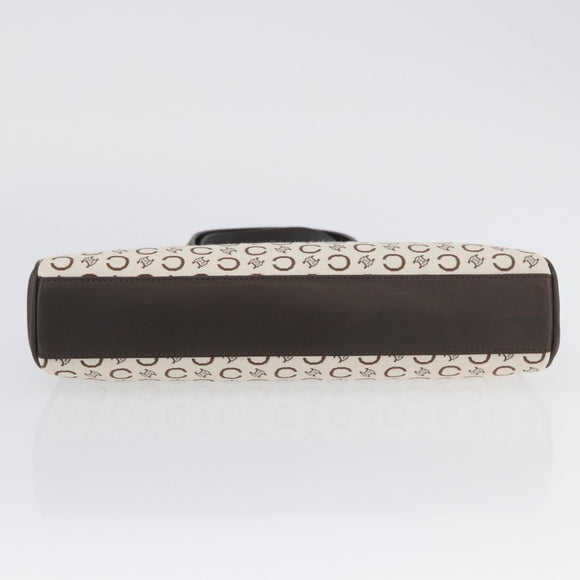 CELINE C Macadam Canvas Hand Bag White Gold Auth ep13890A