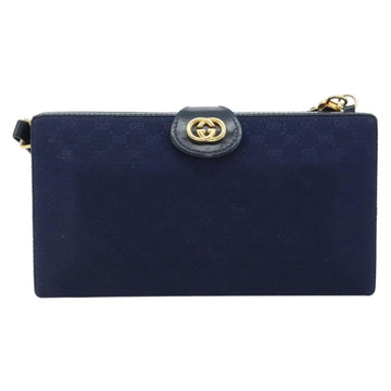 GUCCI Micro GG Supreme Shoulder Bag Navy Gold Auth ep13891 - 0