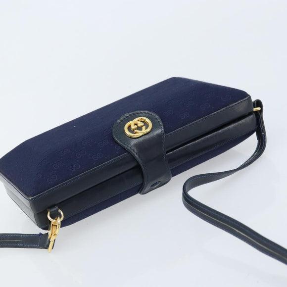 GUCCI Micro GG Supreme Shoulder Bag Navy Gold Auth ep13891
