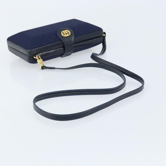 GUCCI Micro GG Supreme Shoulder Bag Navy Gold Auth ep13891