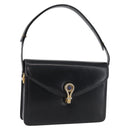 GUCCI Hand Bag Leather Black Gold Auth ep13892-1