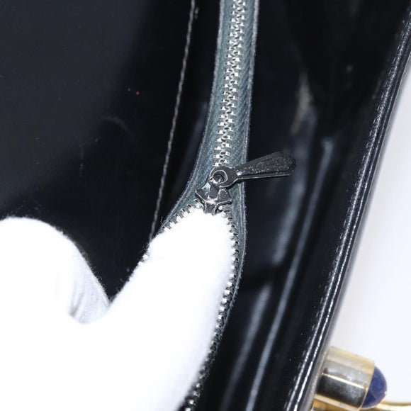 GUCCI Hand Bag Leather Black Gold Auth ep13892