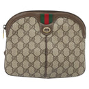 GUCCI GG Supreme Web Sherry Line Bag PVC Beige Gold 904 02 047 Auth ep13893-13