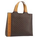 CELINE Macadam Canvas Hand Bag PVC Leather Brown Gold Auth ep13894A-1
