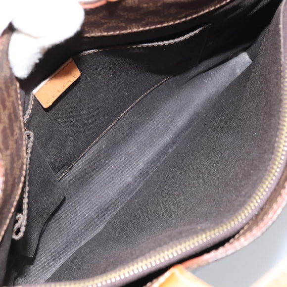 CELINE Macadam Canvas Hand Bag PVC Leather Brown Gold Auth ep13894A