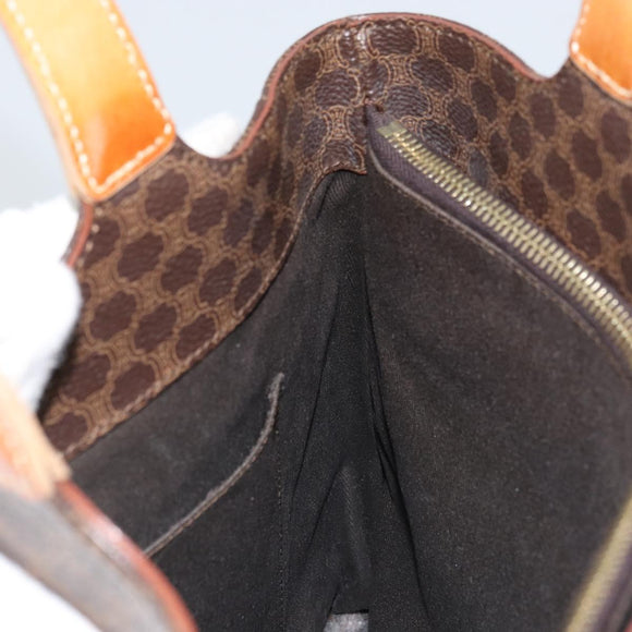 CELINE Macadam Canvas Hand Bag PVC Leather Brown Gold Auth ep13894A