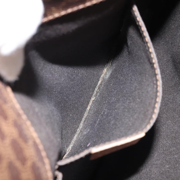 CELINE Macadam Canvas Hand Bag PVC Leather Brown Gold Auth ep13894A