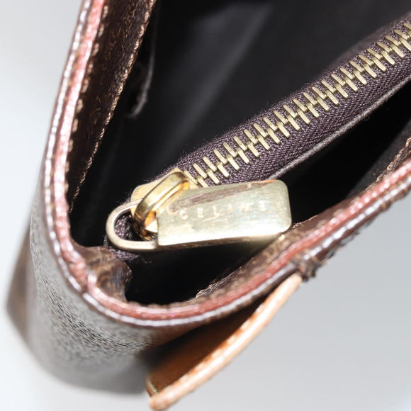 CELINE Macadam Canvas Hand Bag PVC Leather Brown Gold Auth ep13894A