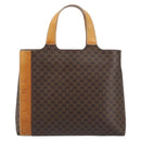 CELINE Macadam Canvas Hand Bag PVC Leather Brown Gold Auth ep13894A-13