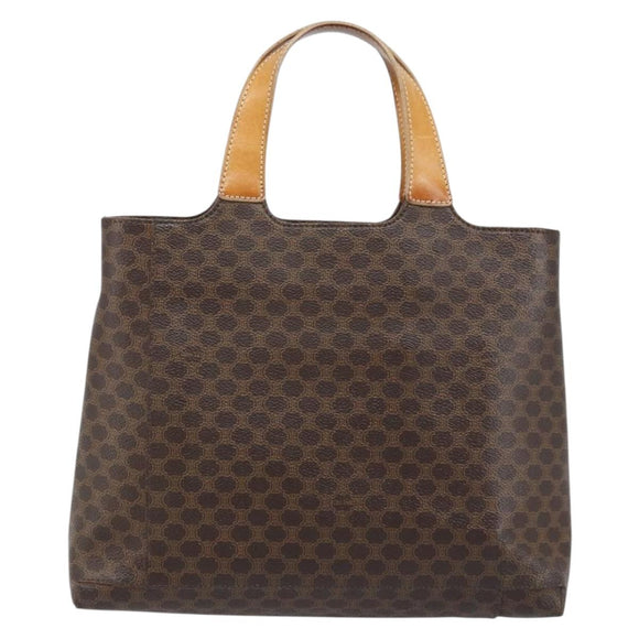 CELINE Macadam Canvas Hand Bag PVC Leather Brown Gold Auth ep13894A