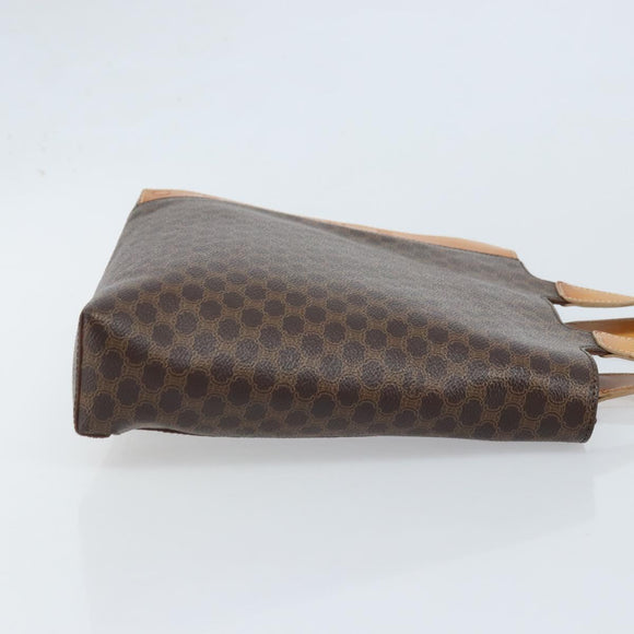 CELINE Macadam Canvas Hand Bag PVC Leather Brown Gold Auth ep13894A