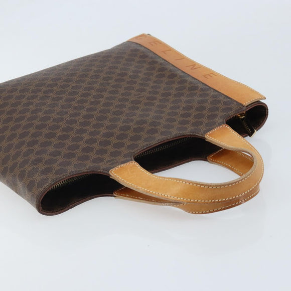 CELINE Macadam Canvas Hand Bag PVC Leather Brown Gold Auth ep13894A